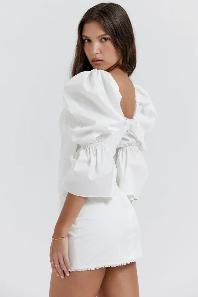 House Of CB Matilda White Puff Sleeve Corset Dress Women Dresses