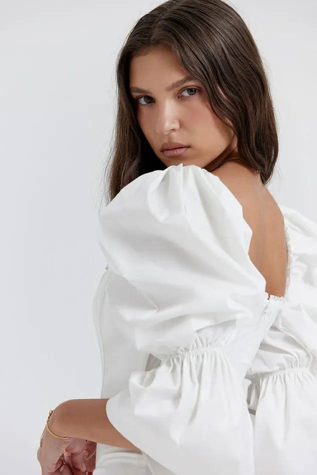 House Of CB Matilda White Puff Sleeve Corset Dress Women Dresses