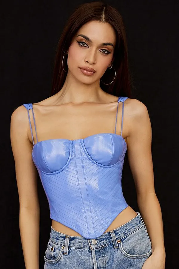 House Of CB Melissa Cornflower Blue Vegan Leather Corset Women Corsets