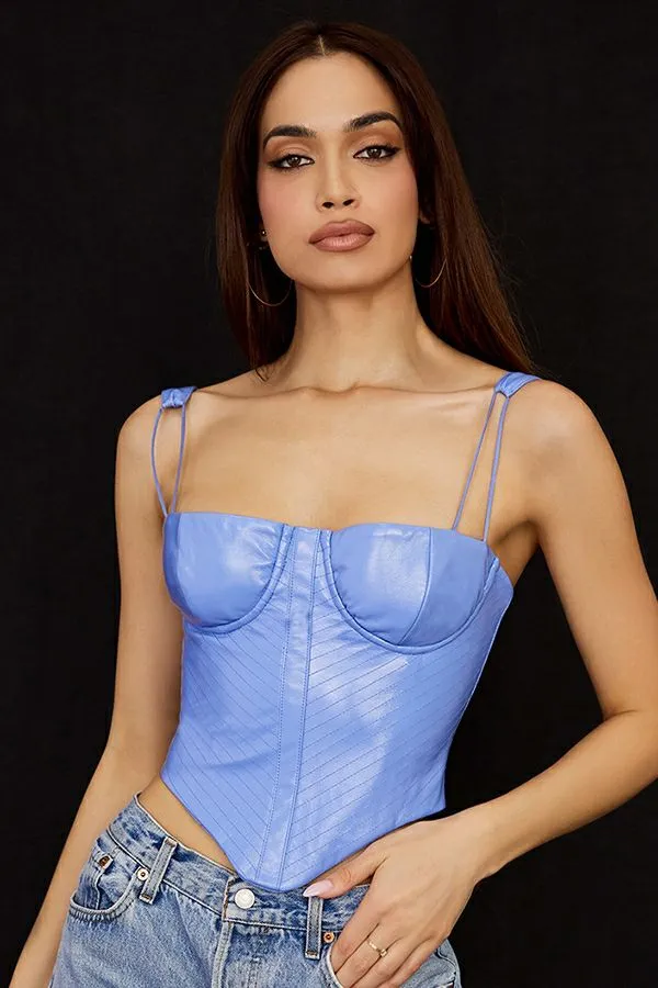 House Of CB Melissa Cornflower Blue Vegan Leather Corset Women Corsets House Of CB Melissa Cornflower Blue Vegan Leather Corset Women Corsets