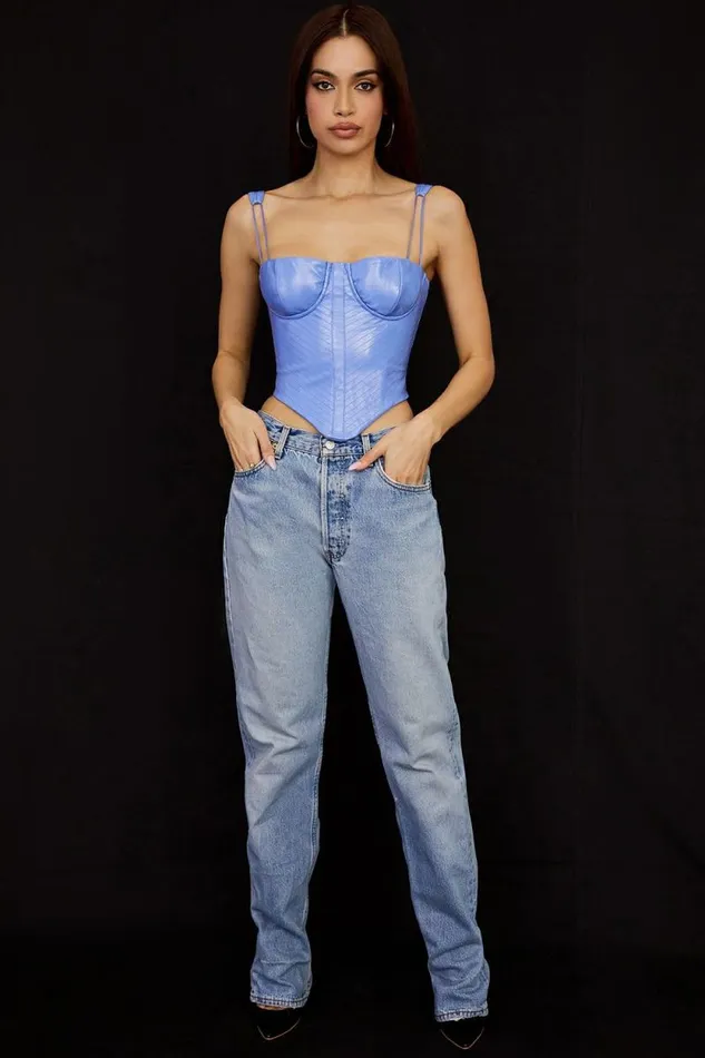 House Of CB Melissa Cornflower Blue Vegan Leather Corset Women Corsets House Of CB Melissa Cornflower Blue Vegan Leather Corset Women Corsets