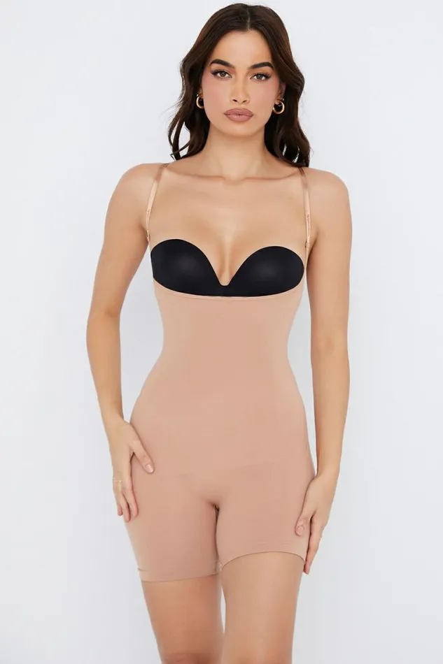 House Of CB MID THIGH SCULPTING BODYSUIT CAFE AU LAIT Women Shapewear