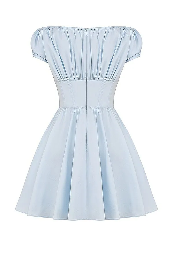 House Of CB Nala Soft Blue Cotton Gathered Mini Dress Women Dresses House Of CB Nala Soft Blue Cotton Gathered Mini Dress Women Dresses
