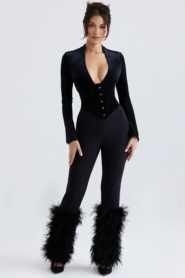 House Of CB Nicolette Black Trimmed Trousers Women Bottoms