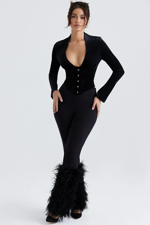 House Of CB Nicolette Black Trimmed Trousers Women Bottoms