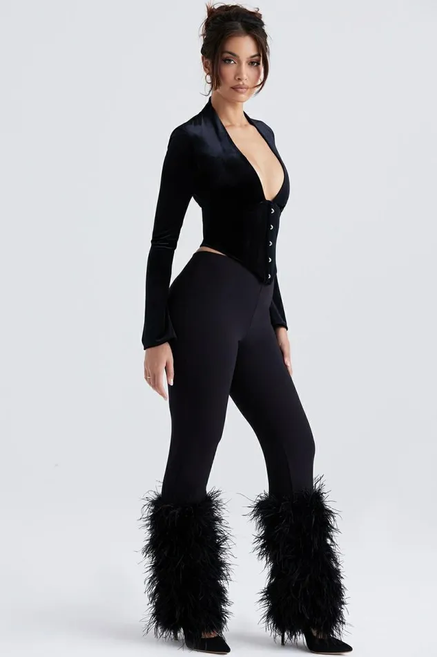 House Of CB Nicolette Black Trimmed Trousers Women Bottoms