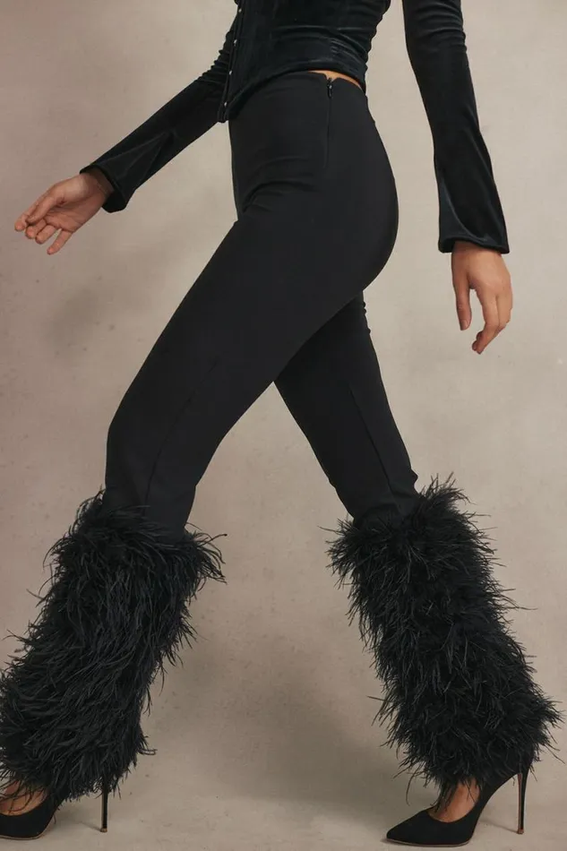 House Of CB Nicolette Black Trimmed Trousers Women Bottoms