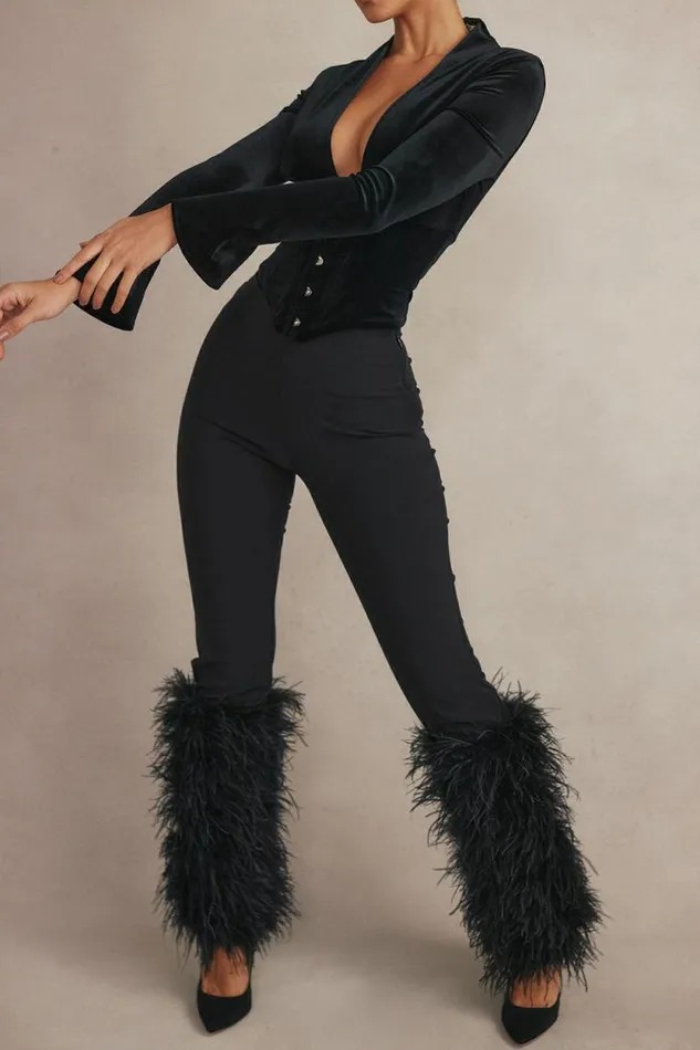 House Of CB Nicolette Black Trimmed Trousers Women Bottoms