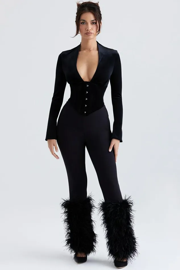 House Of CB Nicolette Black Trimmed Trousers Women Bottoms