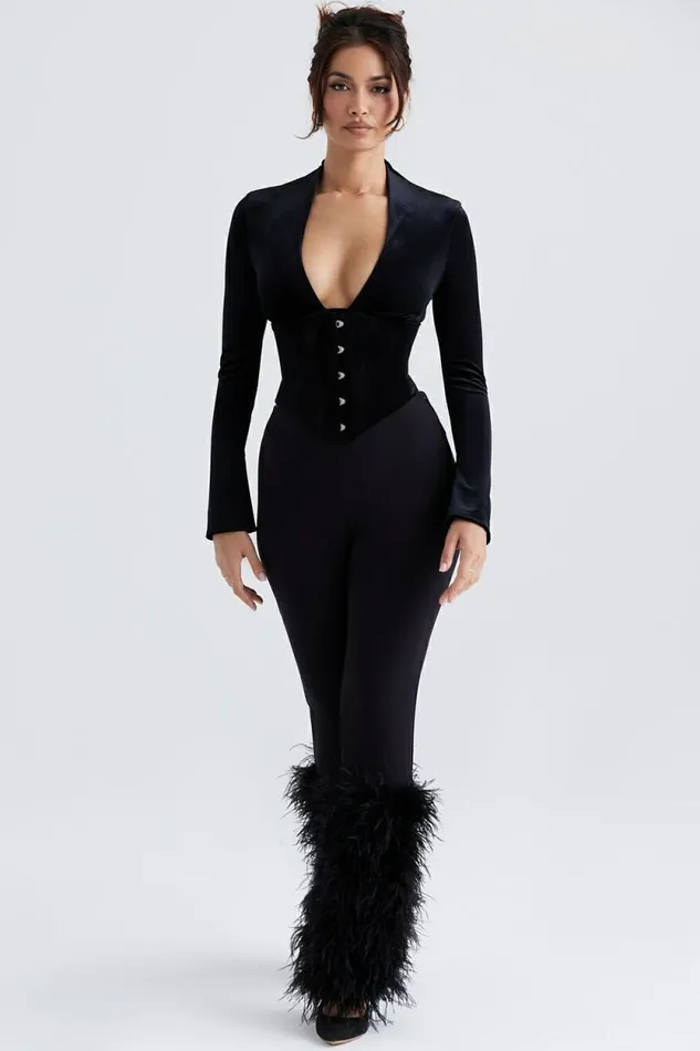 House Of CB Nicolette Black Trimmed Trousers Women Bottoms