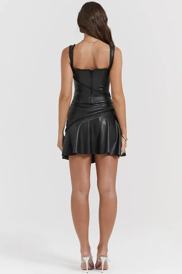 House Of CB Nova Black Vegan Leather Mini Skirt Women Bottoms House Of CB Nova Black Vegan Leather Mini Skirt Women Bottoms