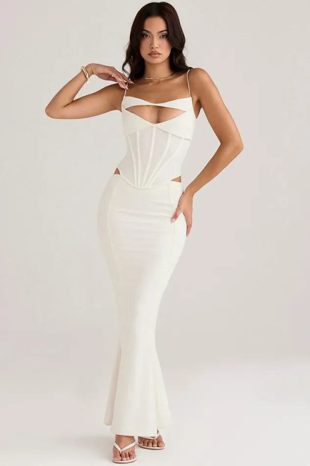 House Of CB Paloma Ivory Corset Maxi Dress Women Dresses