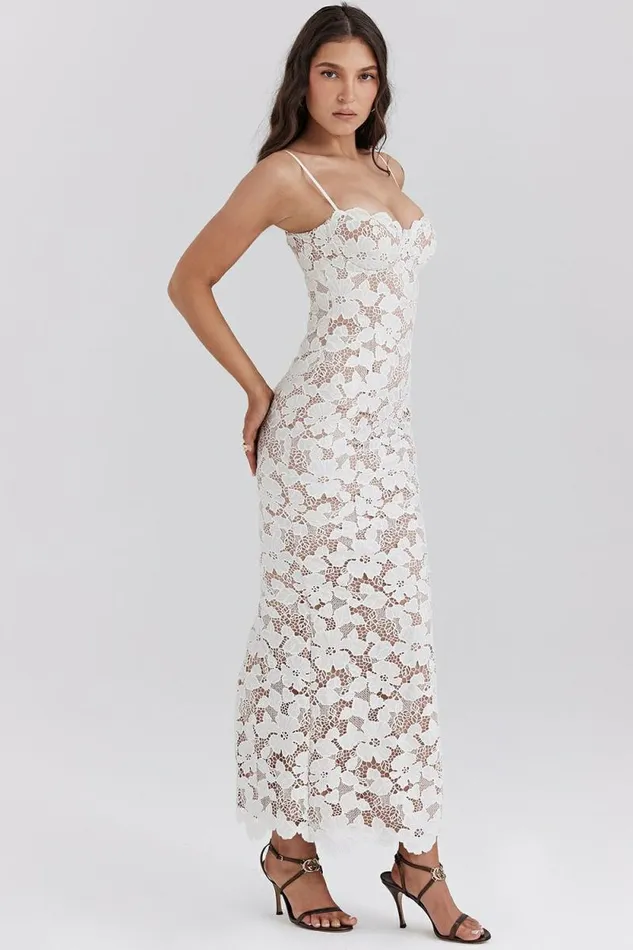House Of CB Pearl White Floral Embroidered Maxi Dress Women Dresses House Of CB Pearl White Floral Embroidered Maxi Dress Women Dresses