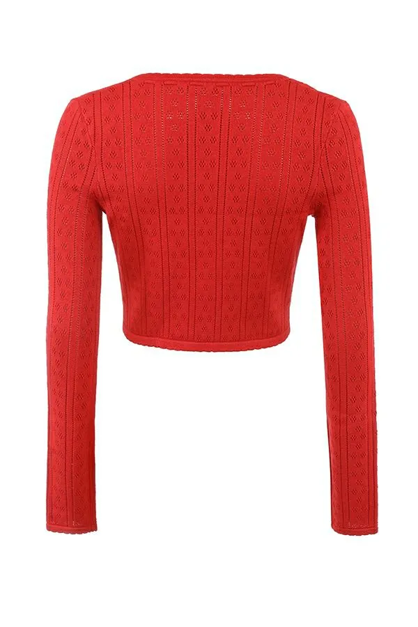 House Of CB Perla Cherry Ribbed Knit Top Women Tops