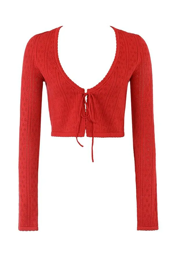 House Of CB Perla Cherry Ribbed Knit Top Women Tops