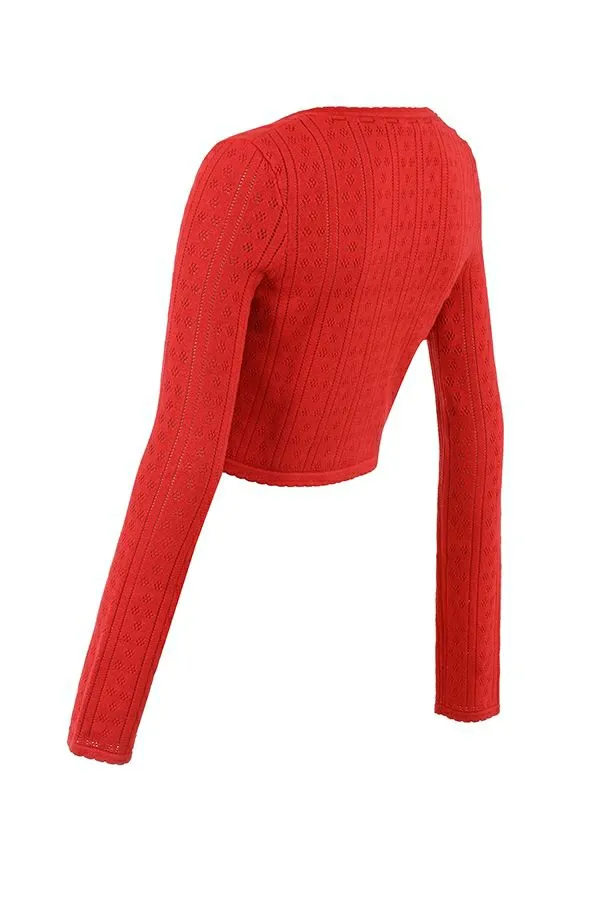 House Of CB Perla Cherry Ribbed Knit Top Women Tops