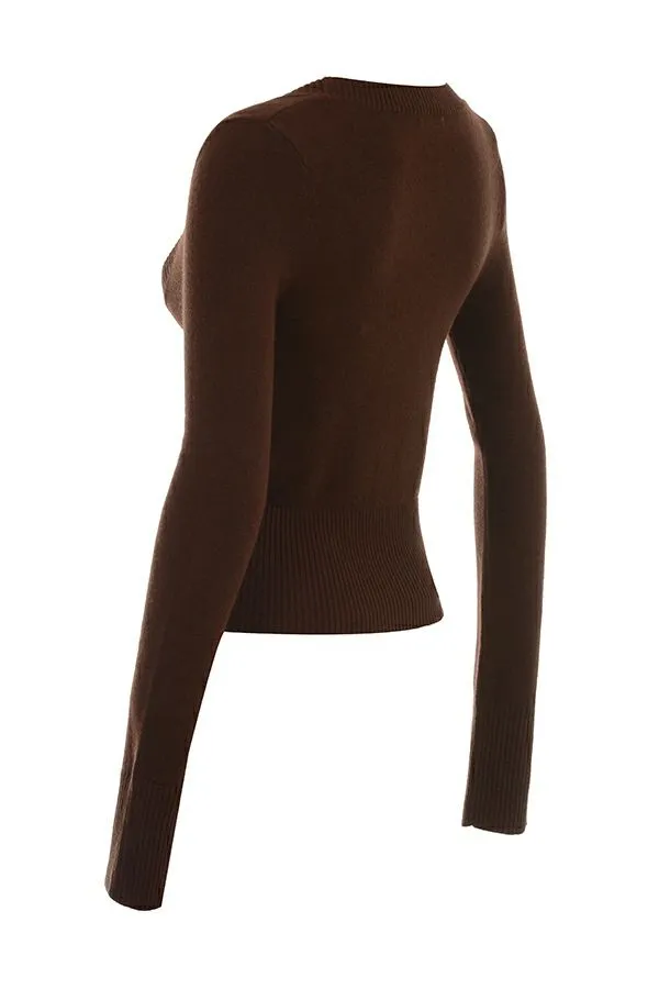 House Of CB Raquel Chocolate Cashmere Blend Scoop Neck Top Women Tops House Of CB Raquel Chocolate Cashmere Blend Scoop Neck Top Women Tops