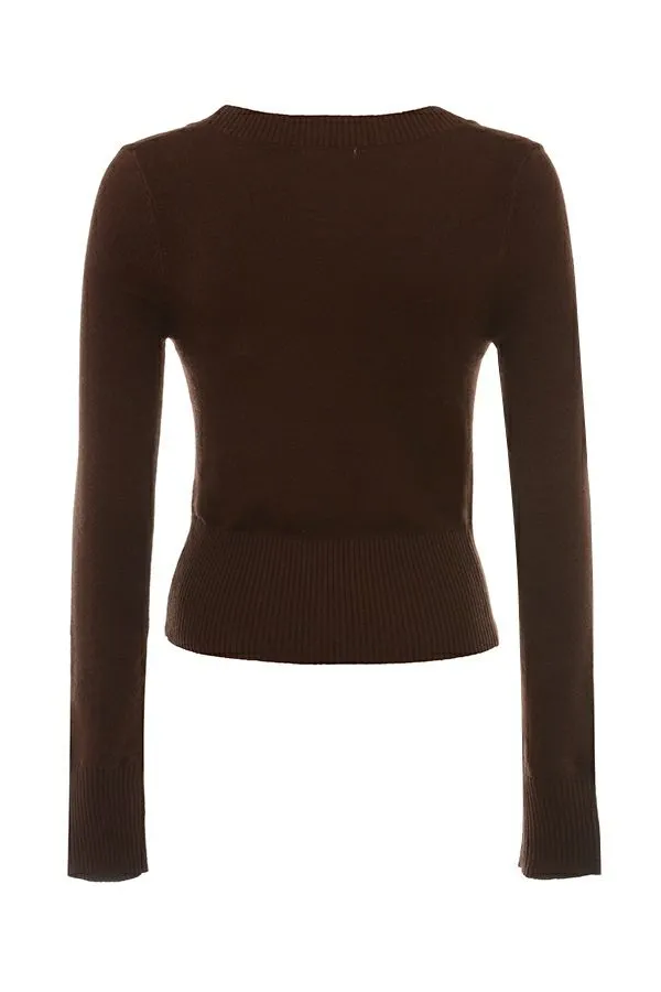 House Of CB Raquel Chocolate Cashmere Blend Scoop Neck Top Women Tops House Of CB Raquel Chocolate Cashmere Blend Scoop Neck Top Women Tops