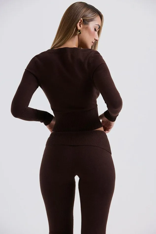 House Of CB Raquel Chocolate Cashmere Blend Scoop Neck Top Women Tops House Of CB Raquel Chocolate Cashmere Blend Scoop Neck Top Women Tops