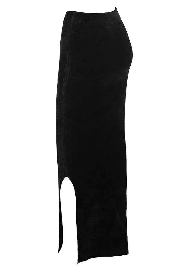 House Of CB Rene Black Chenille Maxi Skirt Women Bottoms House Of CB Rene Black Chenille Maxi Skirt Women Bottoms