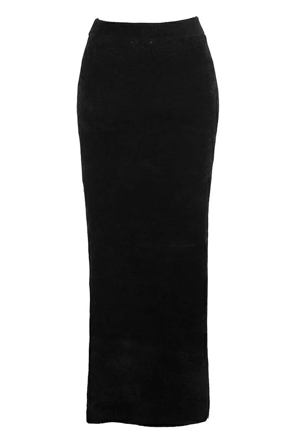 House Of CB Rene Black Chenille Maxi Skirt Women Bottoms House Of CB Rene Black Chenille Maxi Skirt Women Bottoms