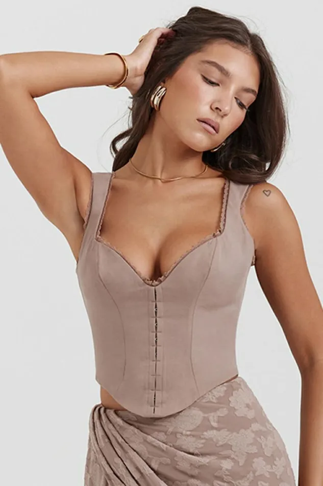 House Of CB Robyn Mushroom Lace Trim Corset Women Corsets