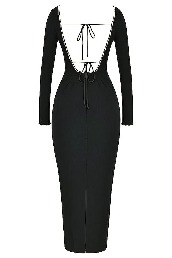 House Of CB Rosa Black Crystal Embellished Maxi Dress Women Dresses House Of CB Rosa Black Crystal Embellished Maxi Dress Women Dresses