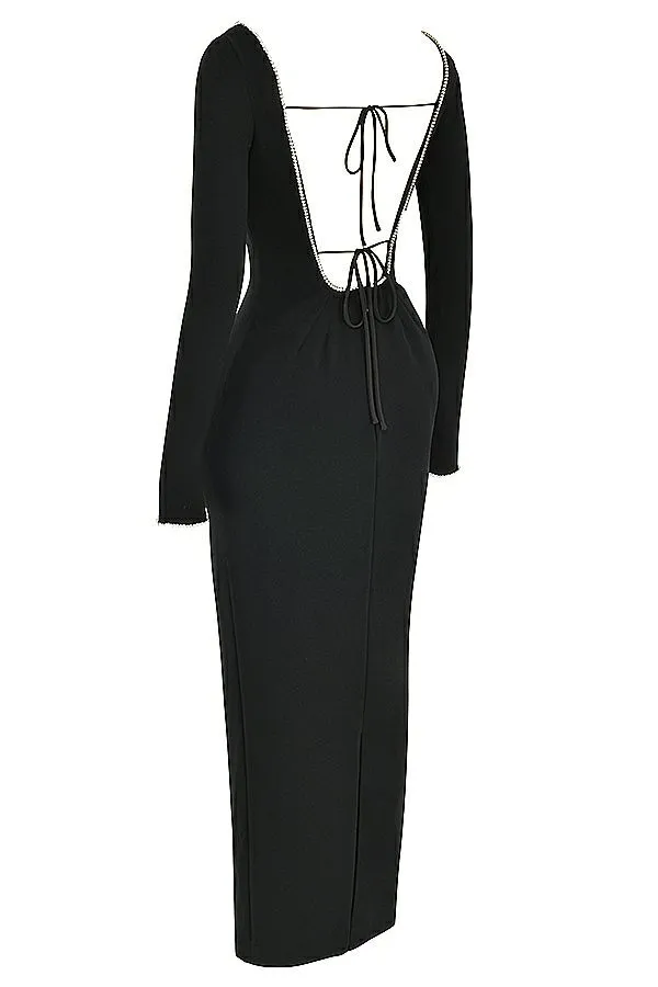 House Of CB Rosa Black Crystal Embellished Maxi Dress Women Dresses House Of CB Rosa Black Crystal Embellished Maxi Dress Women Dresses
