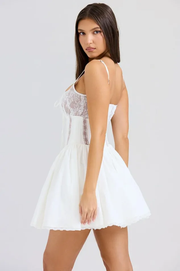 House Of CB Rosaria White Cotton Corset Mini Dress Women Dresses House Of CB Rosaria White Cotton Corset Mini Dress Women Dresses