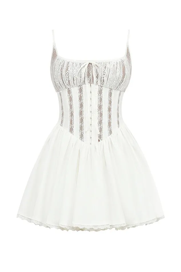 House Of CB Rosaria White Cotton Corset Mini Dress Women Dresses House Of CB Rosaria White Cotton Corset Mini Dress Women Dresses