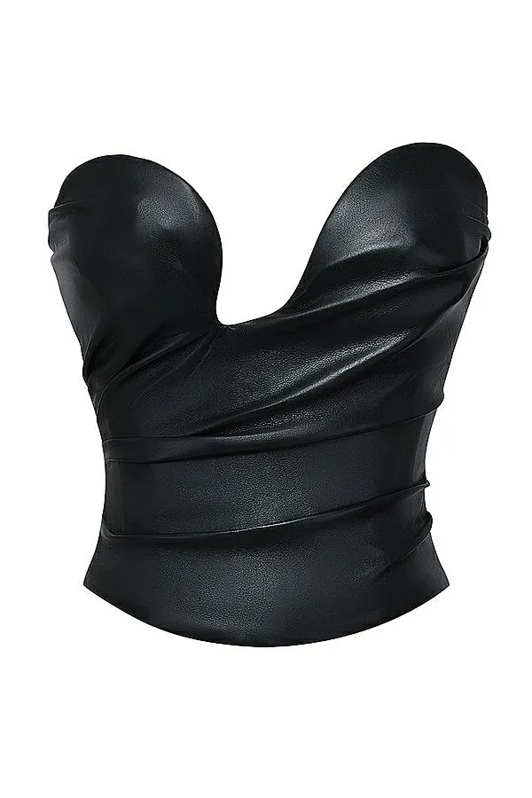 House Of CB Saffira Black Plunge Vegan Leather Corset Women Corsets House Of CB Saffira Black Plunge Vegan Leather Corset Women Corsets