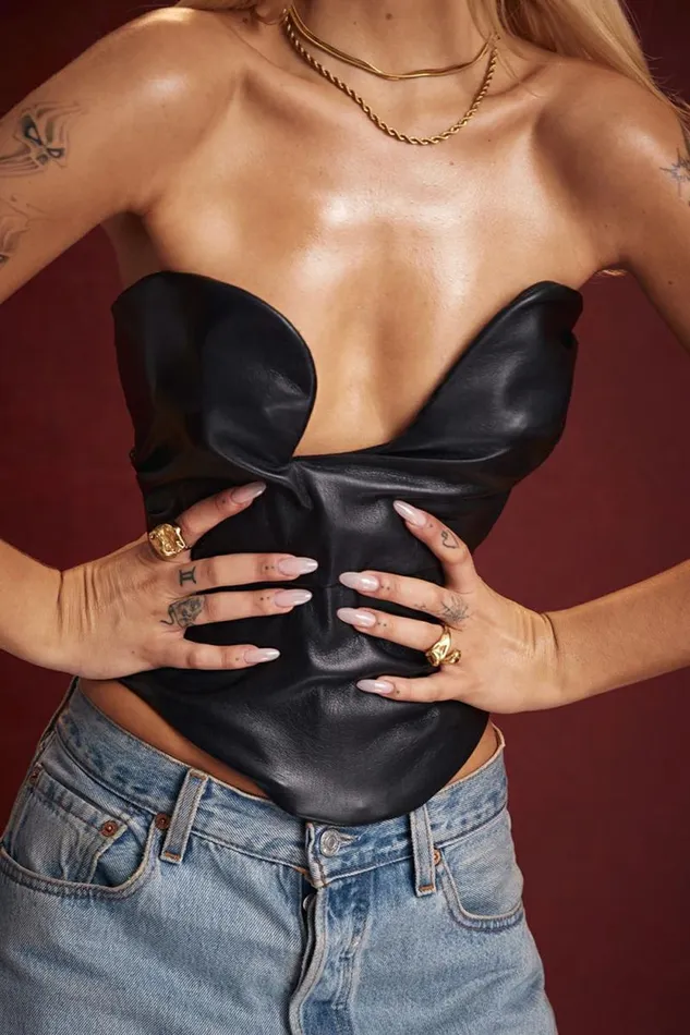 House Of CB Saffira Black Plunge Vegan Leather Corset Women Corsets House Of CB Saffira Black Plunge Vegan Leather Corset Women Corsets
