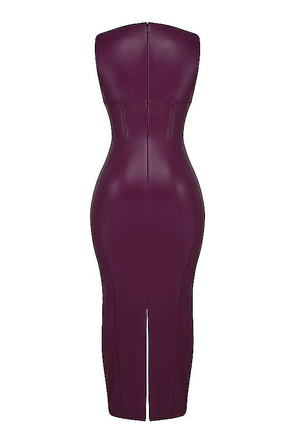 House Of CB Sahara Merlot Vegan Leather Maxi Dress Women Dresses