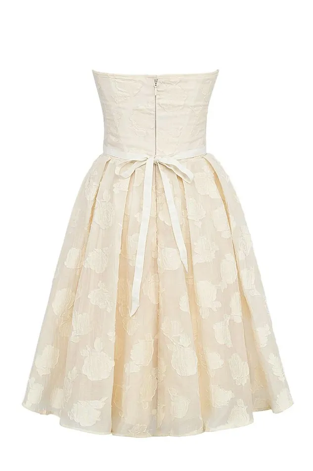 House Of CB Saige Vintage Cream Floral Strapless Mini Dress Women Dresses