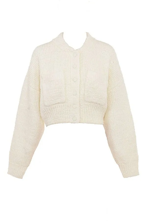 House Of CB Salilah Cream Chenille Blend Bomber Jacket Women Tops