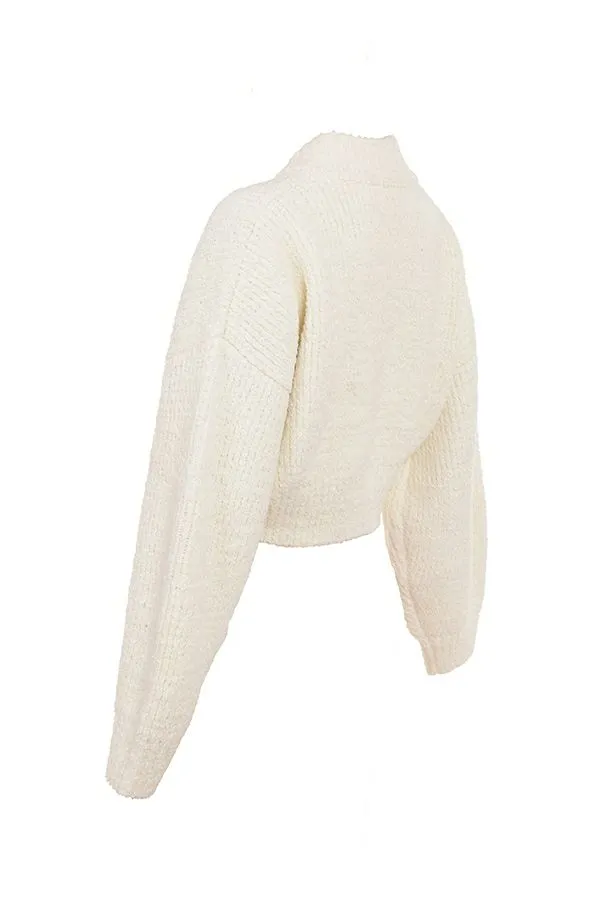House Of CB Salilah Cream Chenille Blend Bomber Jacket Women Tops