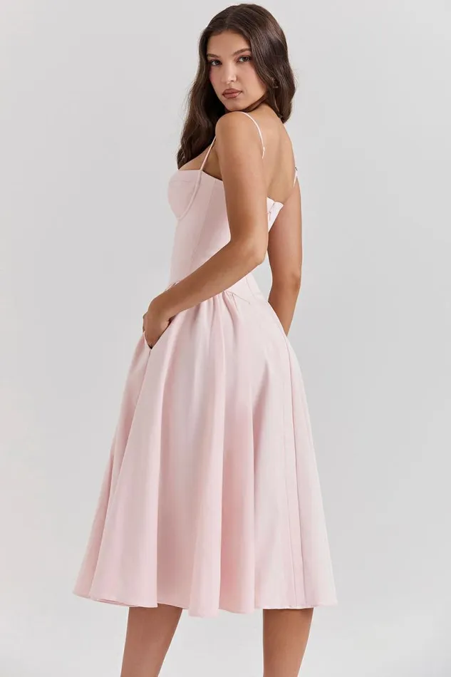 House Of CB Samaria Ballerina Pink Twill Corset Midi Dress Women Dresses House Of CB Samaria Ballerina Pink Twill Corset Midi Dress Women Dresses