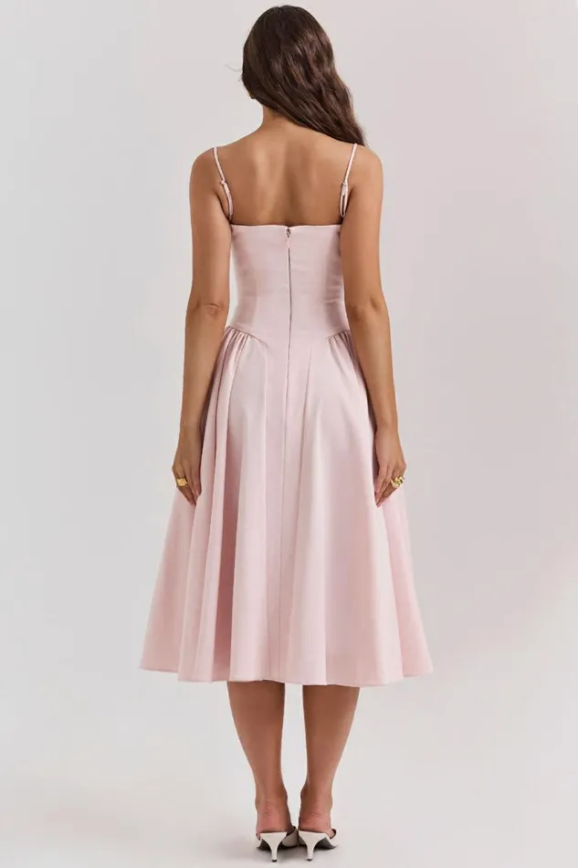 House Of CB Samaria Ballerina Pink Twill Corset Midi Dress Women Dresses House Of CB Samaria Ballerina Pink Twill Corset Midi Dress Women Dresses