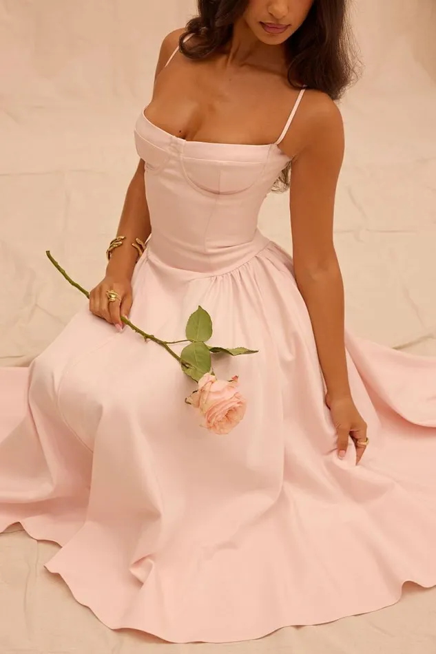 House Of CB Samaria Ballerina Pink Twill Corset Midi Dress Women Dresses House Of CB Samaria Ballerina Pink Twill Corset Midi Dress Women Dresses