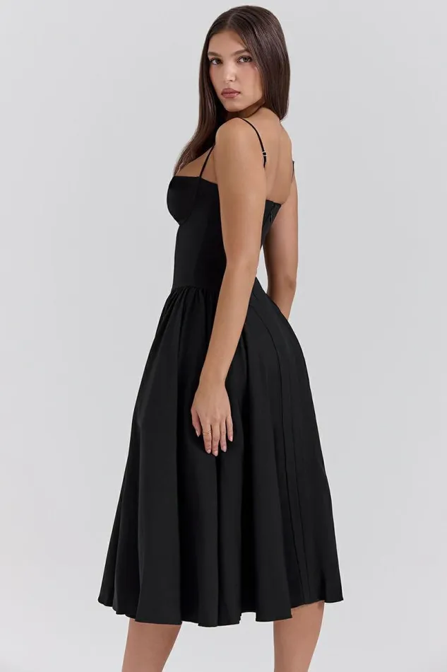 House Of CB Samaria Black Corset Midi Dress Women Dresses House Of CB Samaria Black Corset Midi Dress Women Dresses