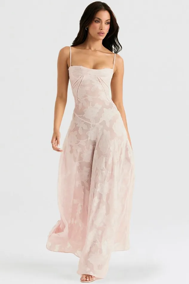 House Of CB Seren Soft Pink Floral Lace Back Maxi Dress Women Dresses House Of CB Seren Soft Pink Floral Lace Back Maxi Dress Women Dresses