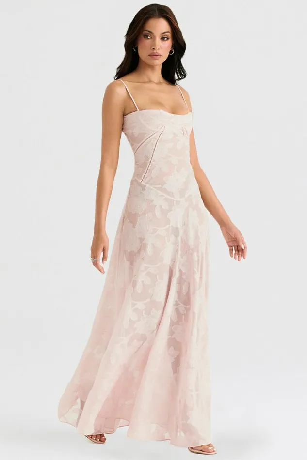 House Of CB Seren Soft Pink Floral Lace Back Maxi Dress Women Dresses House Of CB Seren Soft Pink Floral Lace Back Maxi Dress Women Dresses