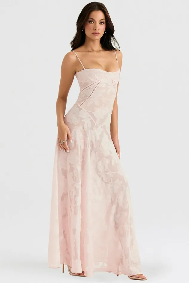 House Of CB Seren Soft Pink Floral Lace Back Maxi Dress Women Dresses House Of CB Seren Soft Pink Floral Lace Back Maxi Dress Women Dresses