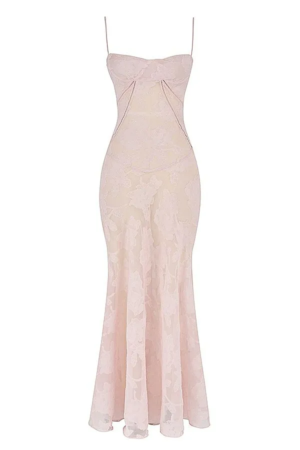 House Of CB Seren Soft Pink Floral Lace Back Maxi Dress Women Dresses House Of CB Seren Soft Pink Floral Lace Back Maxi Dress Women Dresses