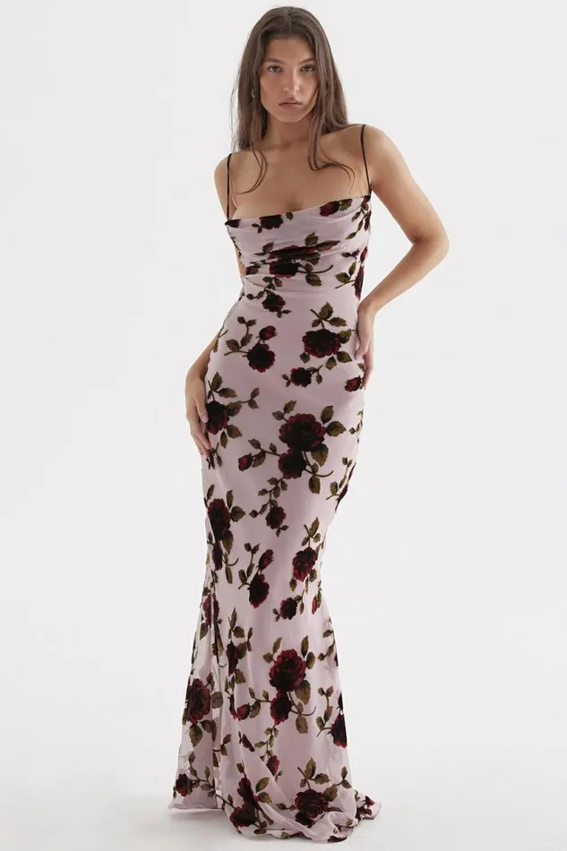 House Of CB Serena Pink Devore Maxi Dress Women Dresses House Of CB Serena Pink Devore Maxi Dress Women Dresses