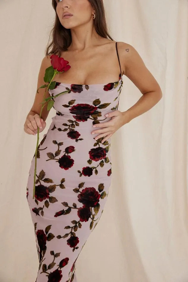 House Of CB Serena Pink Devore Maxi Dress Women Dresses House Of CB Serena Pink Devore Maxi Dress Women Dresses