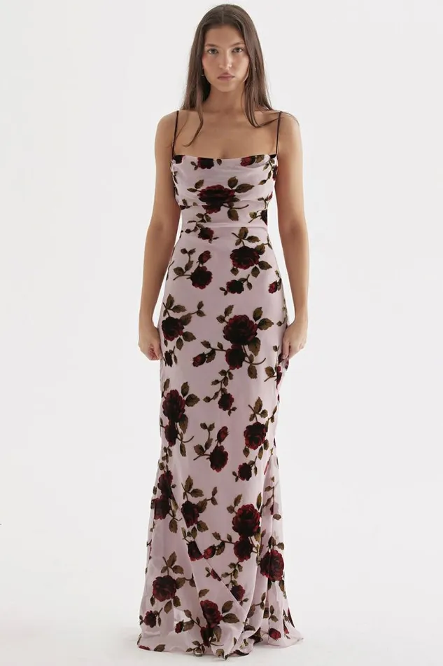 House Of CB Serena Pink Devore Maxi Dress Women Dresses House Of CB Serena Pink Devore Maxi Dress Women Dresses