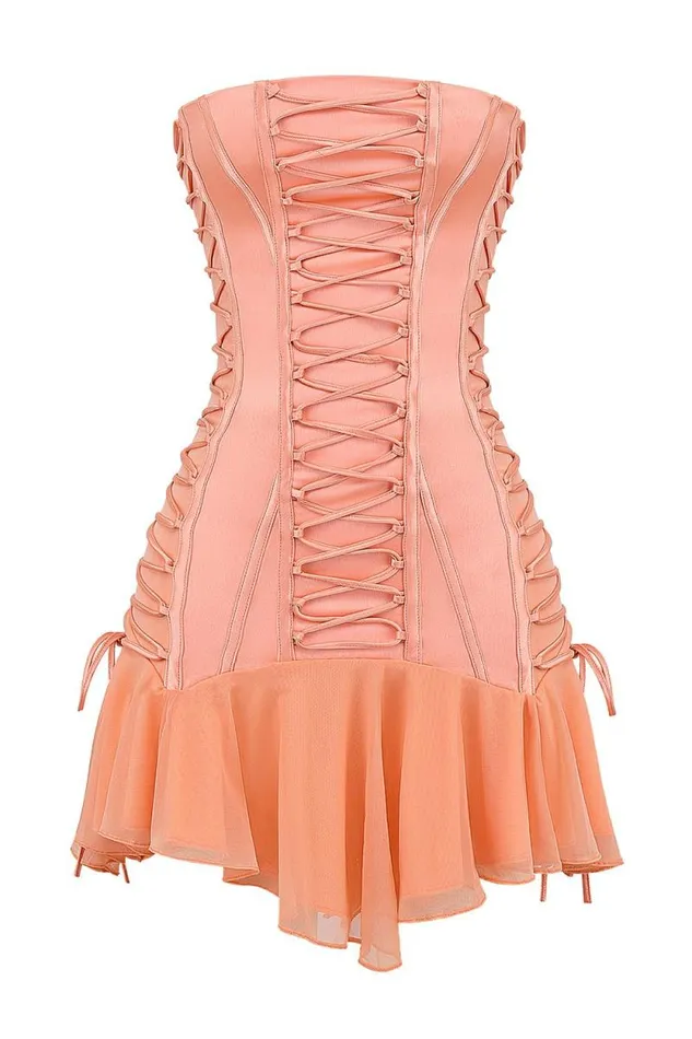 House Of CB Sirena Sorbet Satin Strapless Mini Dress Women Dresses