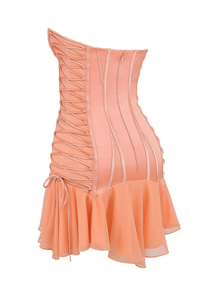 House Of CB Sirena Sorbet Satin Strapless Mini Dress Women Dresses
