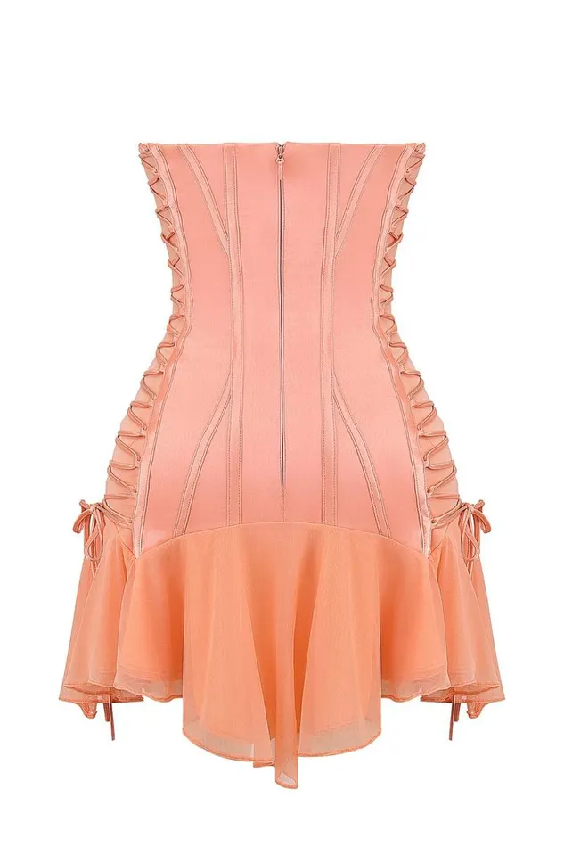 House Of CB Sirena Sorbet Satin Strapless Mini Dress Women Dresses